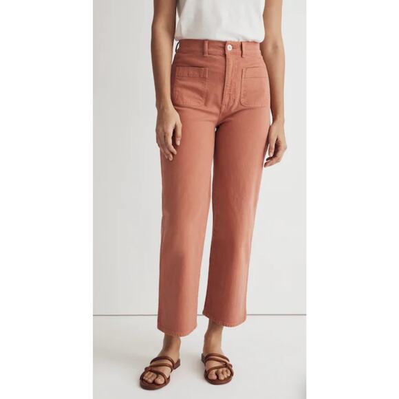 Madewell Emmett 2.0 Wide-Leg Crop Pants Jeans Dried Rose Plus Size 32 - Picture 3 of 10